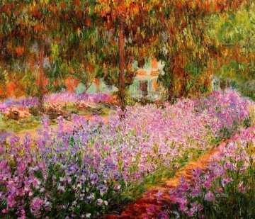フラワーズ Painting - モネの庭のアイリス クロード・モネ 印象派の花